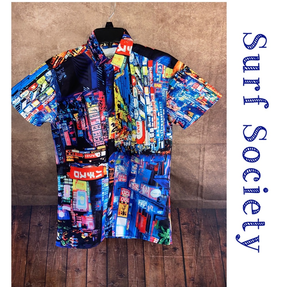 Surf Society By Drill Clothing Co-Ss Button Down Shirt-Size S-Tokyo Design-Euc!!